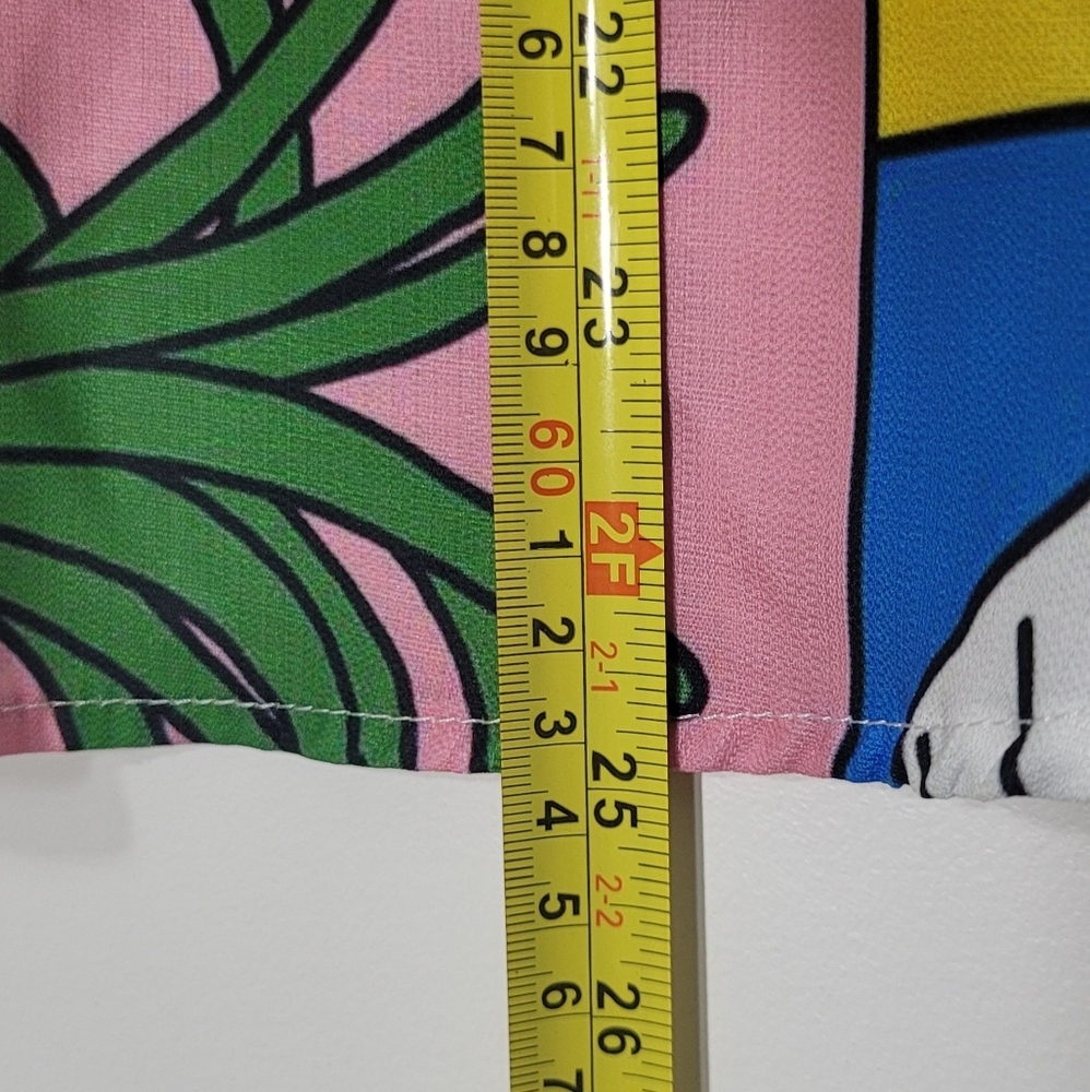 Pop Art Multicolored Abstract Prints Short Sleeve Lightweight Blouse Size Small - Picture 12 of 14